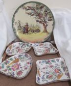 A Royal Doulton series ware charger "The Gleaners" together with four Wedgwood bowls