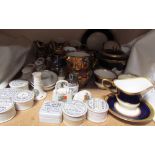 A Royal Worcester Diana pattern part tea set, together with copper lustre jugs,