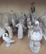 Assorted Lladro and Nao figures of children,