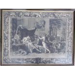 After Le Brun A black and white print depicting gladiatorial figures together with five other black