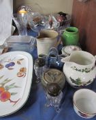 A Ewenny pottery jug together with Portmeirion pottery , glass bowls,
