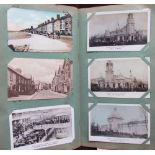 A postcard album with scenes of Bridgend, Goodwick, Cardiff, Porthcawl, Swansea, Penarth,