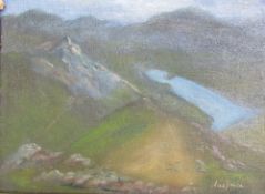 Cecil Watson Summit of Snowdon Oil on board Together with two others by the same hand and a print