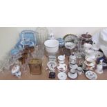 A Wedgwood grape and leaf embossed part tea and dinner set together with various drinking glasses,