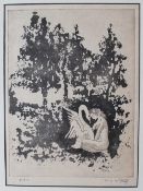 O M Ratzke Leda and the Swan An Artists Proof engraving Signed OMR and dated 31-10-77 in the margin