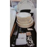 A Minton Greenwich pattern part dinner set together with earrings,