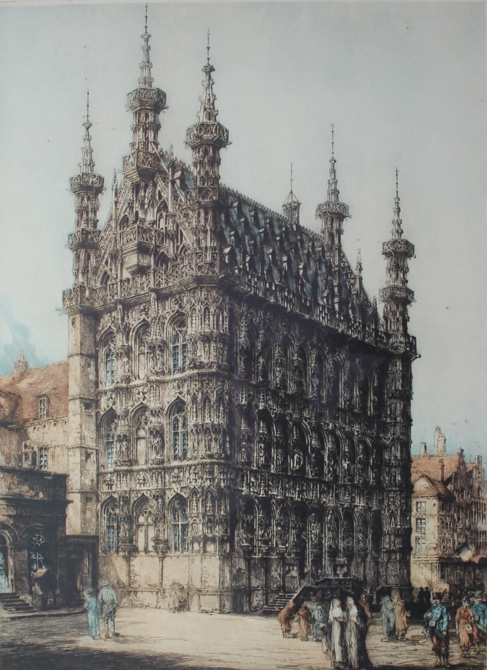 William Monk A cathedral A coloured etching Signed in pencil to the margin 65 x 48cm