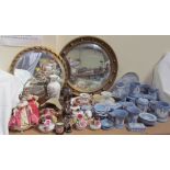 Assorted Wedgwood Jasper wares, together with Royal Doulton figures, Toby jug, Beswick horses,