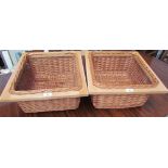 A pair of wicker and treen sliding baskets