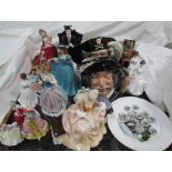 A Royal Doulton figure Reverie, together with a collection of Royal Doulton and Coalport figures,