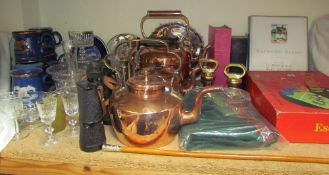 Escalado board game together with cook books, pacer stick, copper kettles, drinking glasses,