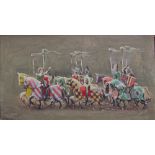 Sir George Lambourne Soldiers on horseback Oil on canvas Together with oil paintings,