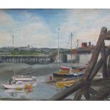 B Marsh Ships in a harbour Oil on board Signed Together with an extensive collection of paintings,