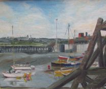 B Marsh Ships in a harbour Oil on board Signed Together with an extensive collection of paintings,