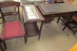 A Regency mahogany dining chair together with an oak tea trolley, mirror,