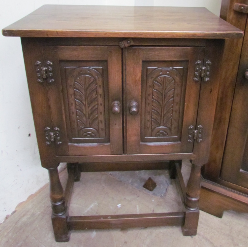 A Bevan Funnel oak dresser with a moulded cornice above two shelves and a planked back, - Image 2 of 4