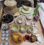 A Japanese part tea set, a Johnson Brothers part dinner set, fish part set, Copeland plates,