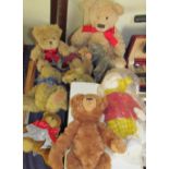 A Steiff Rupert the Bear together with another Steiff teddy bear and other Teddy bears