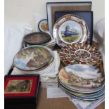 Assorted Royal Crown Derby 1128 pattern dinner plates, dessert plates and a side plate,