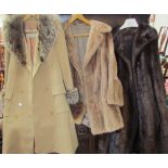 A Fur coat together with a fur jacket and an Aquascutum jacket with fur collar