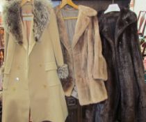 A Fur coat together with a fur jacket and an Aquascutum jacket with fur collar