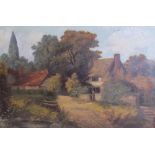 19th century British School A cottage in a landscape Oil on canvas