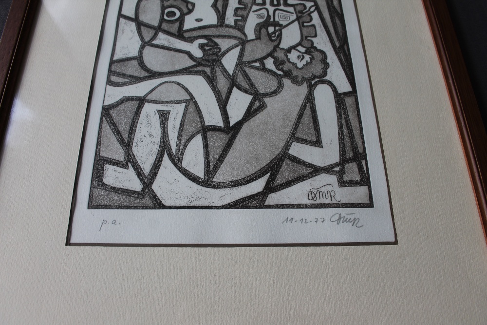 O M Ratzke The artist and nudes An Artists Proof engraving Signed OMR and dated 11-12-77 in the - Image 4 of 4