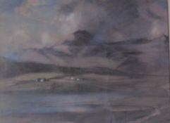 Wyn T Wood A Welsh landscape scene Watercolour Signed Together with three oil paintings in the