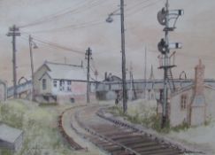 R K Kernick Railway Sidings Bute Docks Watercolour Together with three other pictures