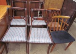 A set of four Regency style mahogany dining chairs together with a teak dining chair,