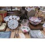 A Japanese Imari pedestal bowl together with another pottery bowl, Riley score board,