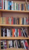 A collection of books including the Living Planet, reference books, history books,