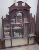 An Edwardian mahogany overmantel mirror,