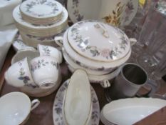 A Royal Worcester June Garland pattern part tea and dinner set together with glass sundae dishes,