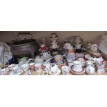 A large collection of cabinet cups and saucers including Worcester, Spode, Dresden, Cauldon, etc,