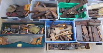 A large quantity of tools including planes, chisels, saws,