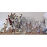 Assorted Lladro and Nao figures together with a Royal Worcester figure of the Queen,