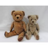 An early 20th century mohair teddy bear and another