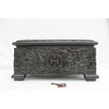 A Polish carved coal jewellery box,