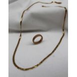 An 18ct yellow gold necklace, together with an 18ct yellow gold rope twist ring,