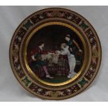 A Vienna style porcelain cabinet plate, titled "A Question",