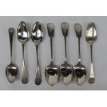 A set of three Victorian silver fiddle pattern tea spoons, Exeter, 1853, Edwin Henry Sweet, 13.