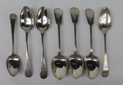 A set of three Victorian silver fiddle pattern tea spoons, Exeter, 1853, Edwin Henry Sweet, 13.