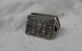 An Elizabeth II silver castle top pill box,