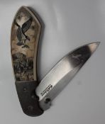 A Keith Coleman lock knife, with steel blade, inscribed 'Keith Coleman Albuquerque, NM,