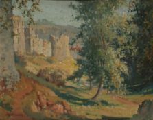 Joseph Edward Hennah A castle ruin Watercolour Signed 40.