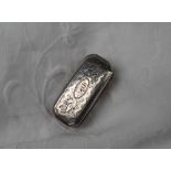 George III silver vinaigrette, of rectangular form, decorated with leaves and wave decoration,
