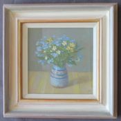 Diana Calvert Forget-me-nots and other spring flowers Acrylics Initialled 19 x 19cm The Albany