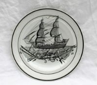 A Dillwyn Swansea monochrome decorated ship plate, impressed mark,