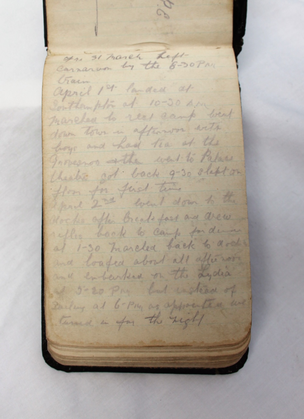 A WWI notebook issued to W. B. Reynolds 1323, Cheshire Field RE with his notes from Fri. - Image 3 of 7